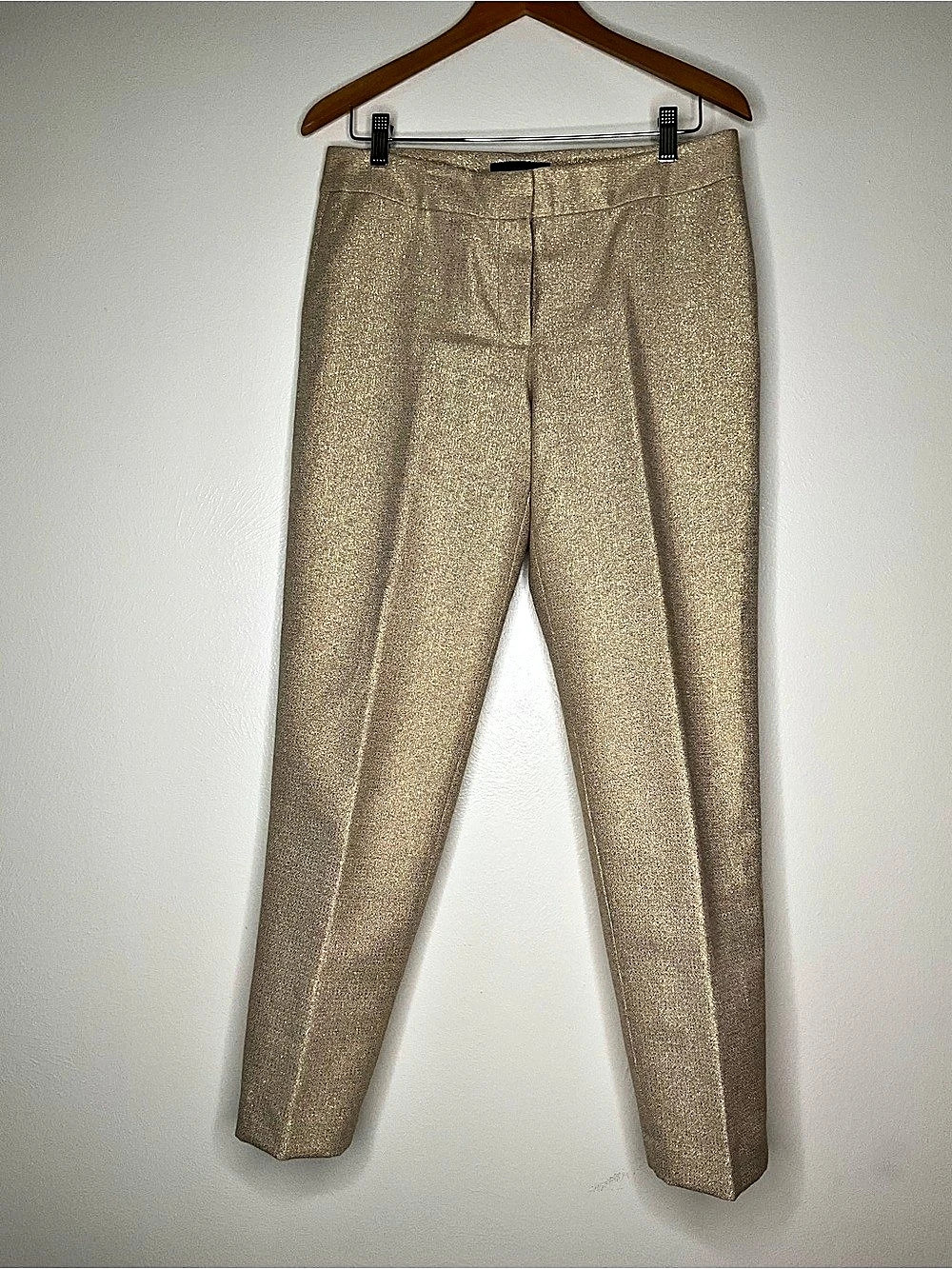 Talbots Metallic Straight Leg Trousers in Gold Size 6 Like New